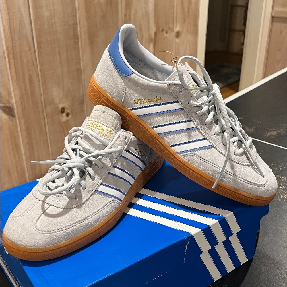 Adidas Spezial Gray Sneakers with Blue Stripes 10.5